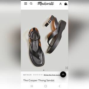Madewell Cooper Thong Sandal Black Leather